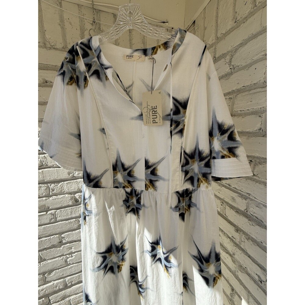 ulla popken dress Eco Cotton Starburst Print Tie Neck Dress 20/22 - Picture 9 of 14